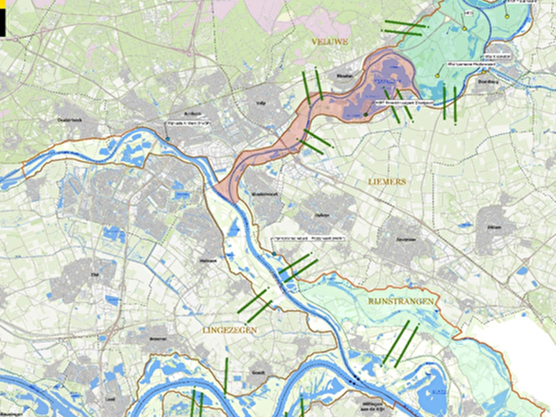 Kaart van studiegebied PAGW Gelderse Poort